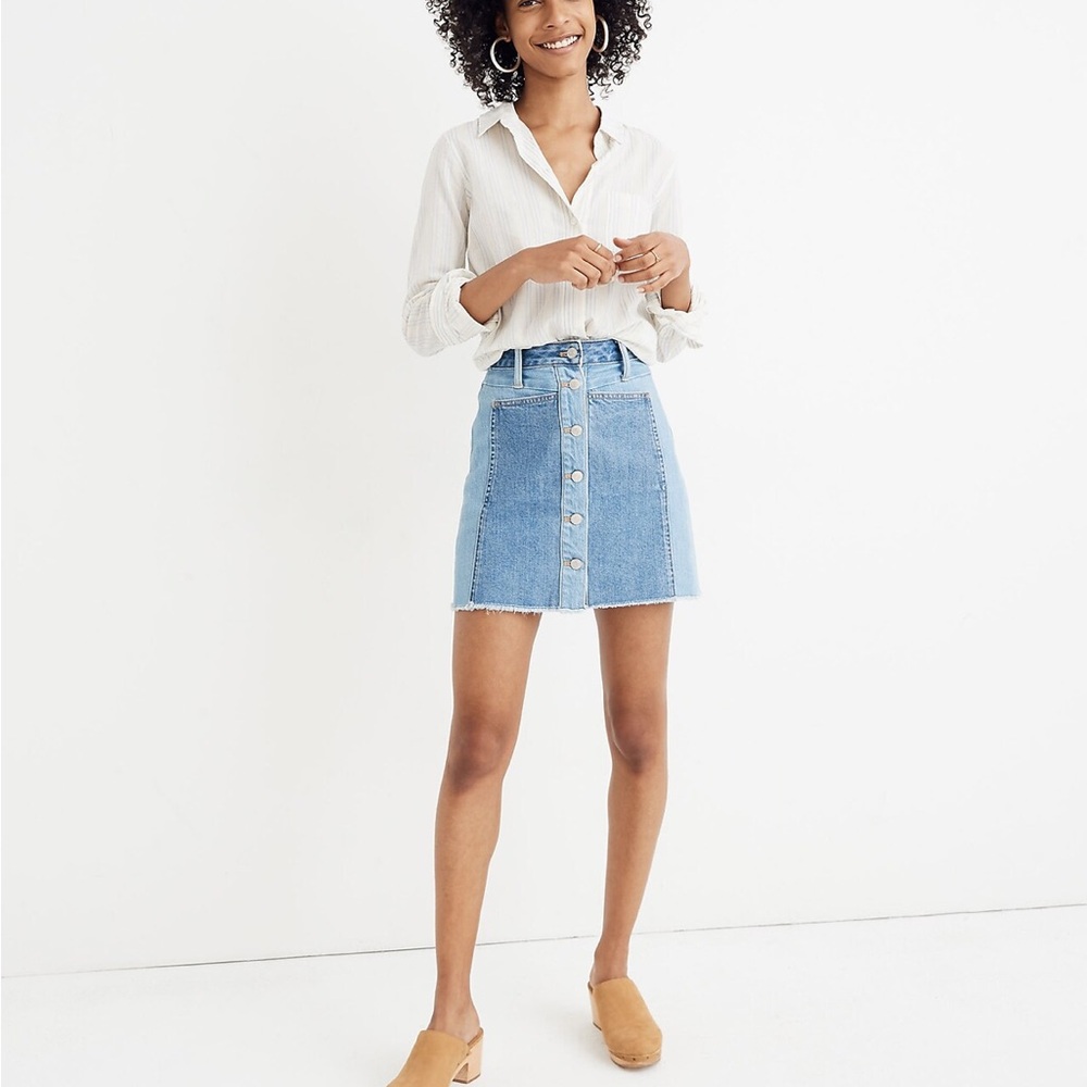 Madewell x ISKO™ Patchwork Jean Skirt denim size 24 - Picture 2 of 7
